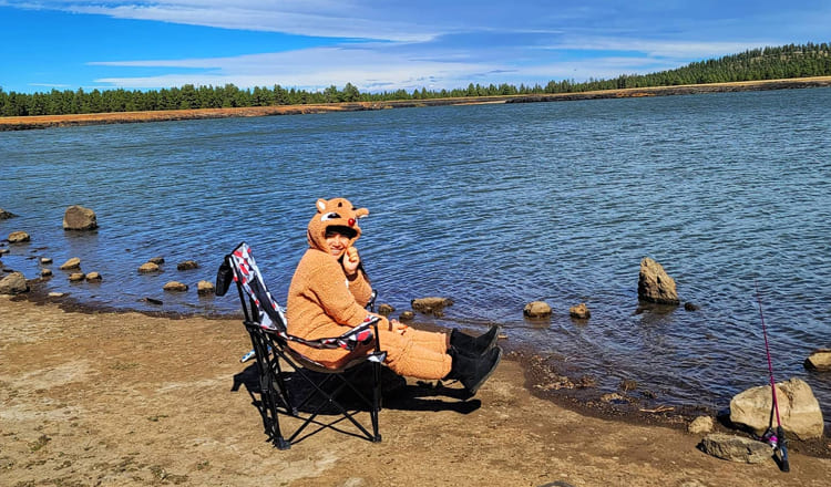 Annie Suwan Toborowsky fishing at Greer Lakes, Arizona